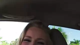 Sexy blonde teen hitchhiker sucks cock