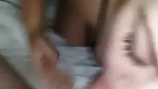 Amateur brunette sucking a dick