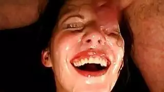 Babes face is filled with cock juice