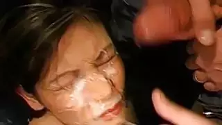 Asian girl covered in sperm