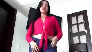 Latina girlfriend teasing big cock boyfriend with her big nipples sexy booty dancing