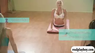 Yoga session with hot big boobs blonde trainer Khloe Terae