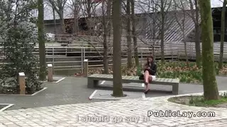 Belgian hottie sucks cock in public